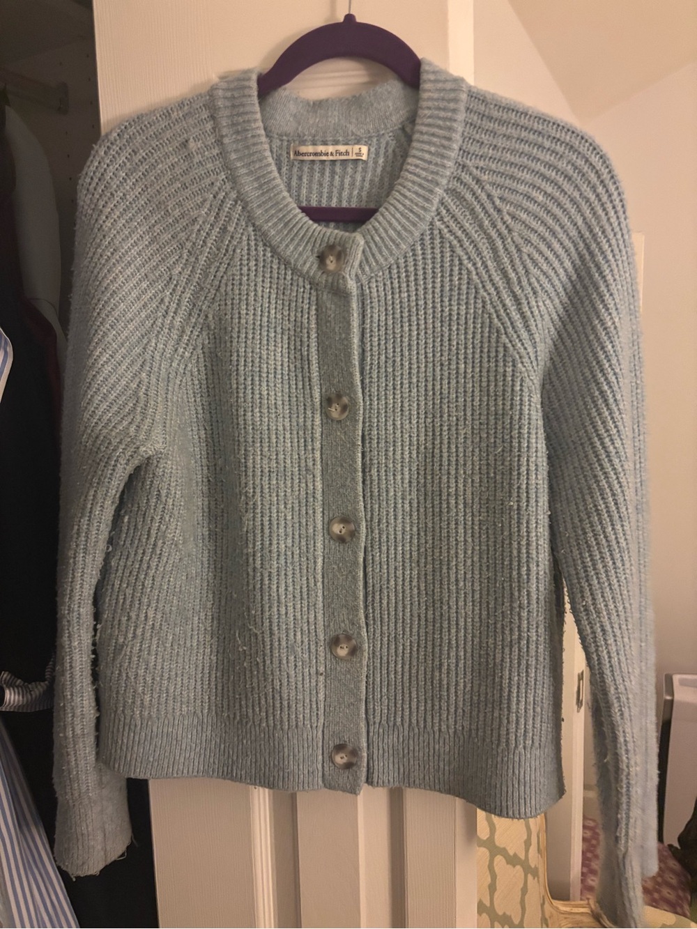 Abercrombie & Fitch Light Blue Chunky Button Cardigan - Picture 2 of 2